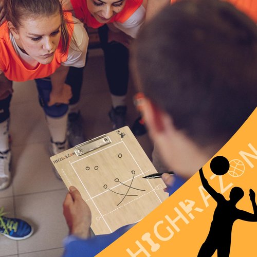 HIGHRAZON Volleyball Coaches Clipboard, Double-Sided Dry Erase Coach Clipboard, Burlywood Volleyball Whiteboard for Coaches, Lineup White Board with Marker for Coaches Gift