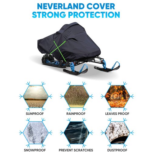 NEVERLAND Snowmobile Cover - Waterproof Snowmobile Covers Snowmobile Accessories Storage Cover Compatible with Polaris Ski Doo and Yamaha with Reflective Strips Universal Fits up to 145"