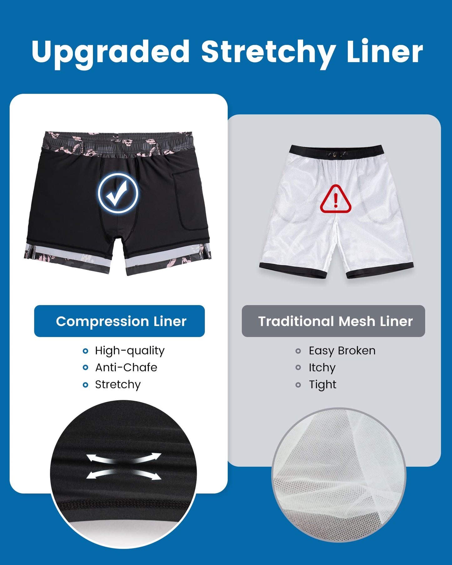 maamgic Mens Swim Trunks with Compression Liner 5 Inch, Quick Dry Bathing Suit with Zipper Pockets, Stretch No-Chafing Swim Shorts, Dark Grey- Pink Poppy Flowers Small
