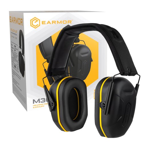 EARMOR OFFICIAL Shooting Ear Protection Earmuffs for Gun Range, NRR 27dB Noise Cancelling Hearing Protection Ear Muffs with Low-Profile Earcups, Compact Foldable for Shooting Hunting