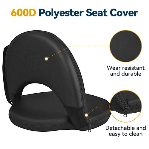 VSTKEN Floor Chair - Reclining Stadium Seats with Back Support, 6 Position Adjustable - Portable Beach Chair, Recreation Recliner for Outdoor Camping Picnic