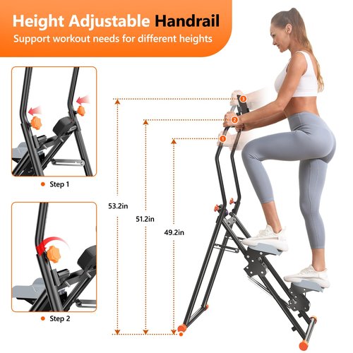 RYGEO Stair Stepper for Home, Upgraded Vertical Climber Machine for Full-Body Workout, Compact Folding Cardio Exercise Climber, Resistance Adjustable Handlebar & Pedals
