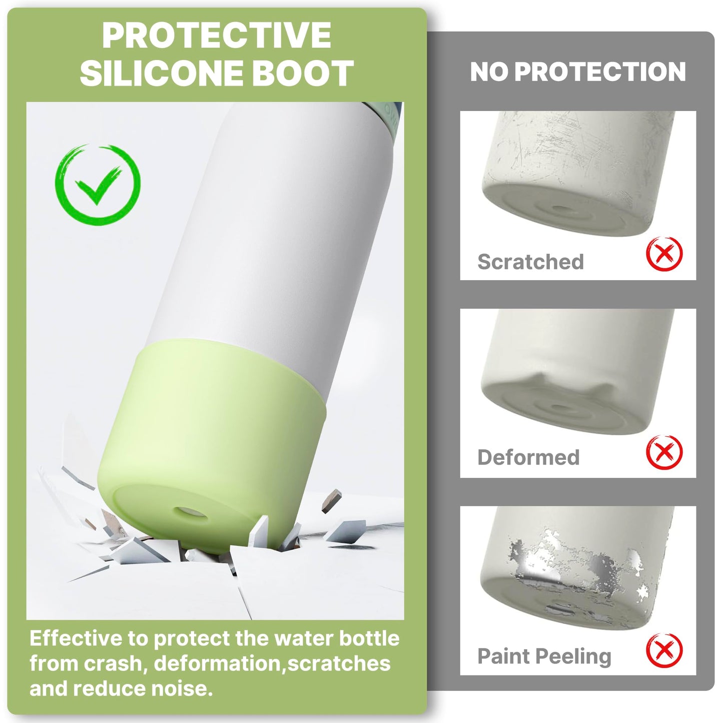 Diumepo Silicone Boot for Owala 32 oz Water Bottle, Anti-Slip Protective Sleeve, Boot Bottom Base (Green)