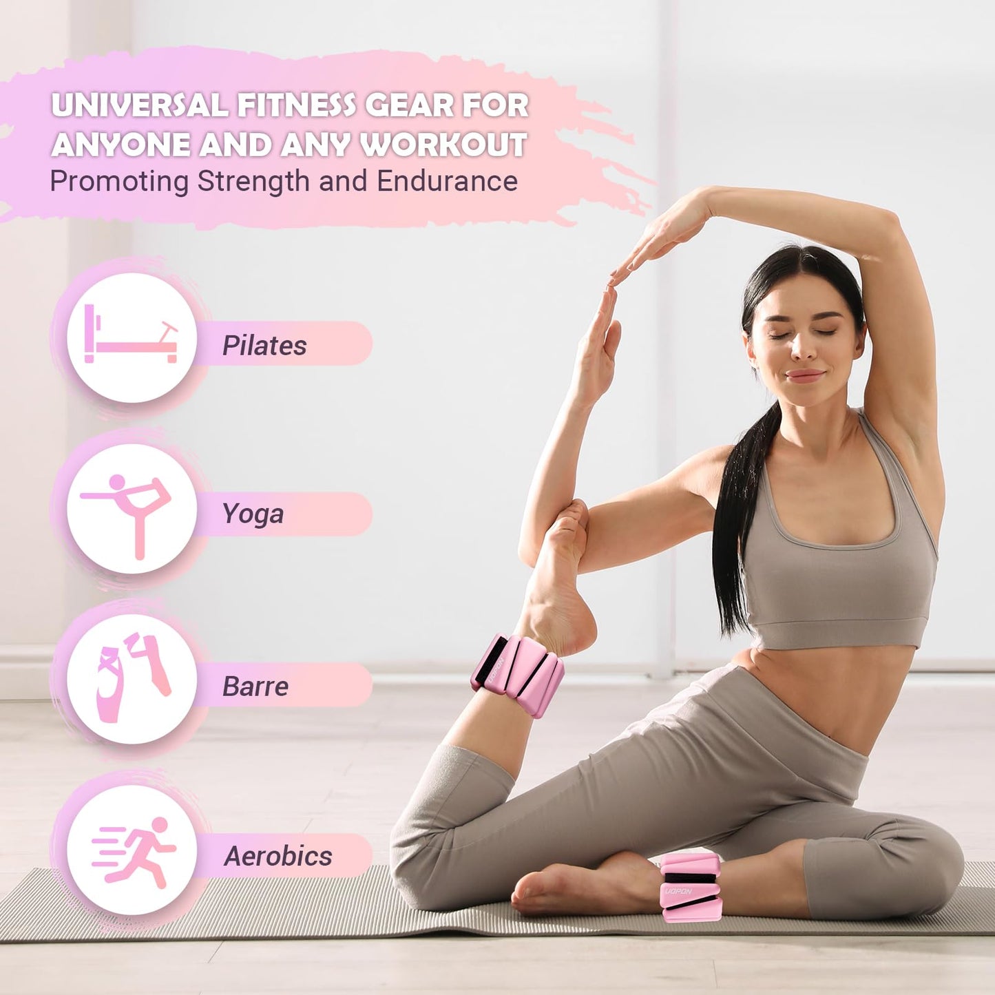 Wrist Ankle Weights for Women, Soft Silicone Wrist Weights Set of 2 for Walking, Pilates, Yoga, Barre & Strength Training, Weighted Bangles with Secure Non-Slip Fit for Arm & Leg Workouts, 4 lb