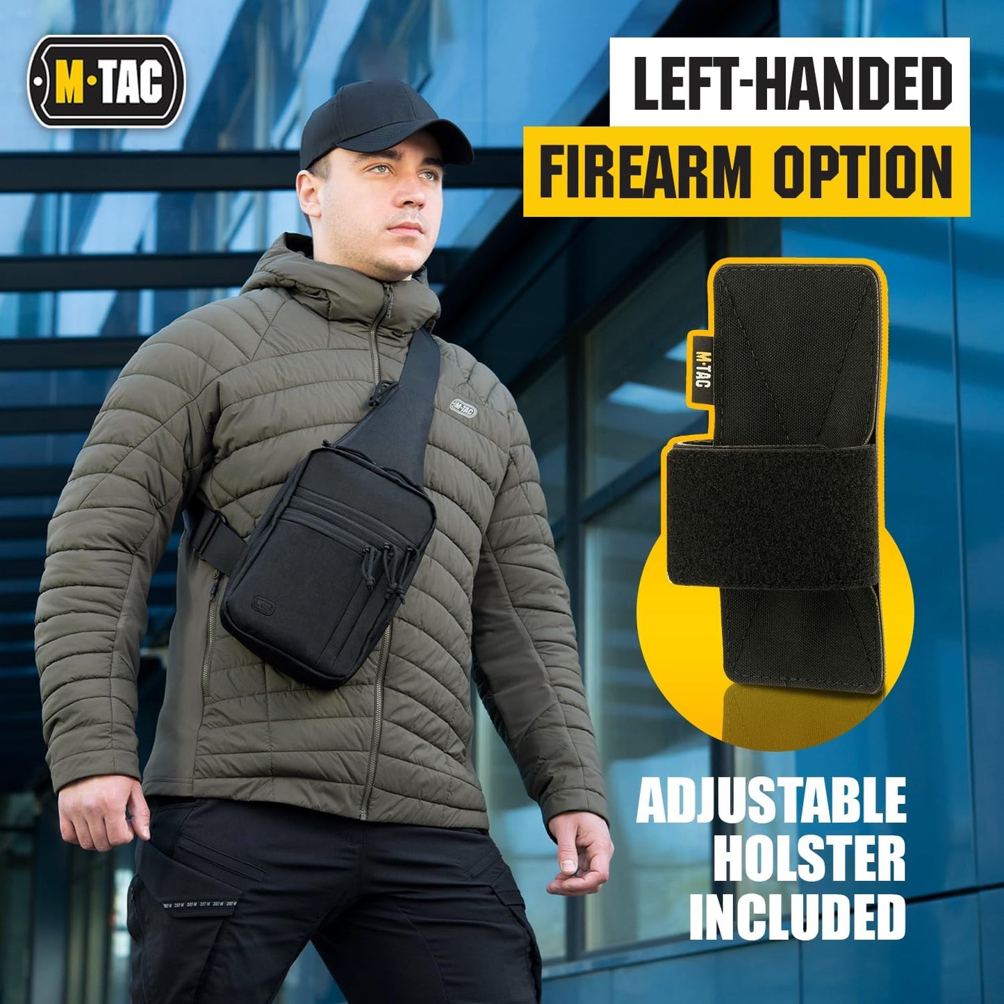 M-Tac CCW Sling Bag for Men & Women - Left-Handed EDC Shoulder Bag Tactical - Crossbody Concealed Carry Bag - Mens Chest Pack (Grey Left-Handed)
