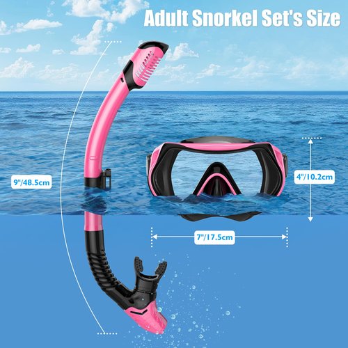 Snorkeling Gear for Adults, Dry-Top Snorkel Set Scuba Diving mask, Snorkel Mask, Panoramic Anti-Leak Anti-Fog Tempered Glass Lens, Swimming Training Snorkeling Packages