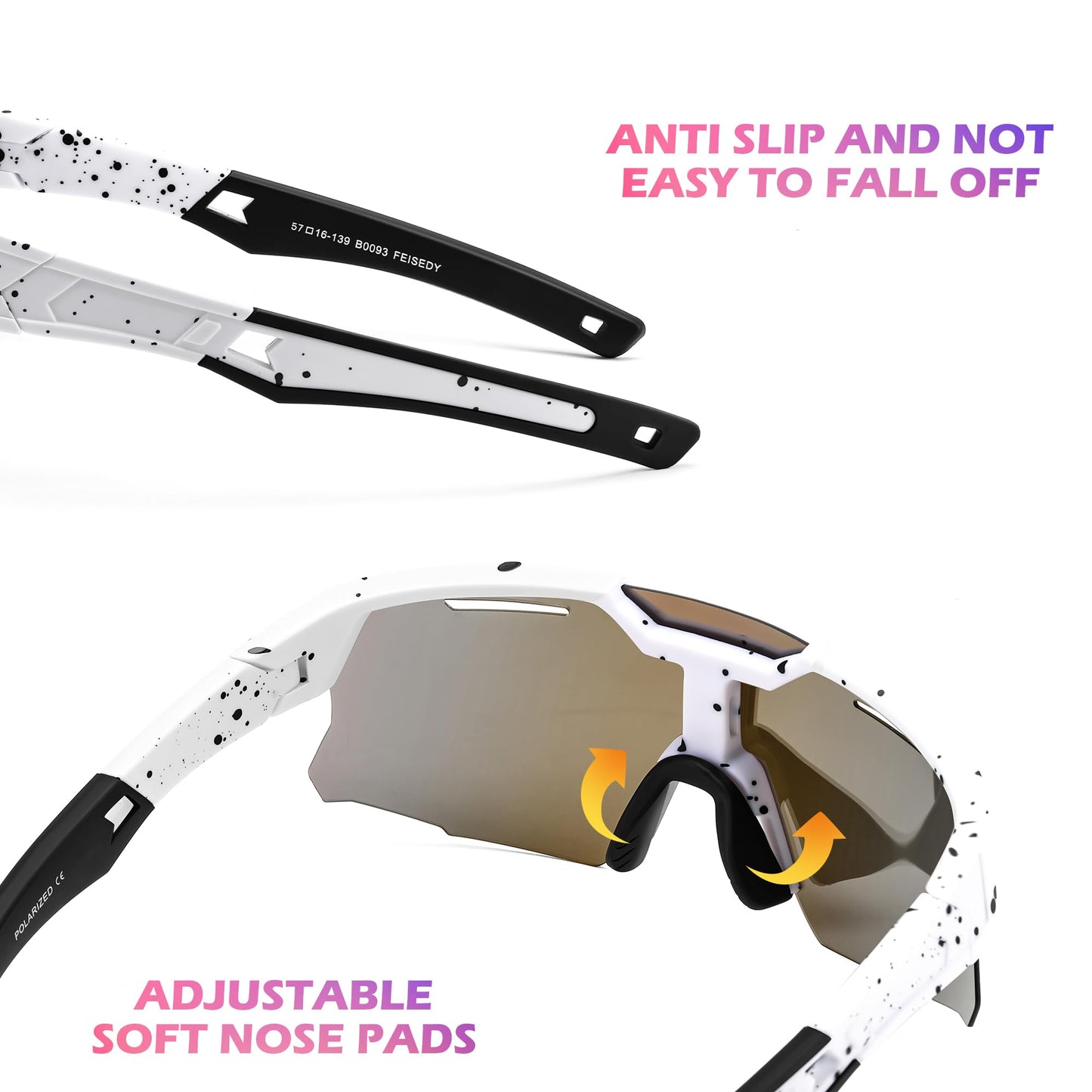 FEISEDY Teens Baseball Sunglasses Sports Cycling Glasses for Youth Polarized UV400 Boys Girls Age 8-14 B0093