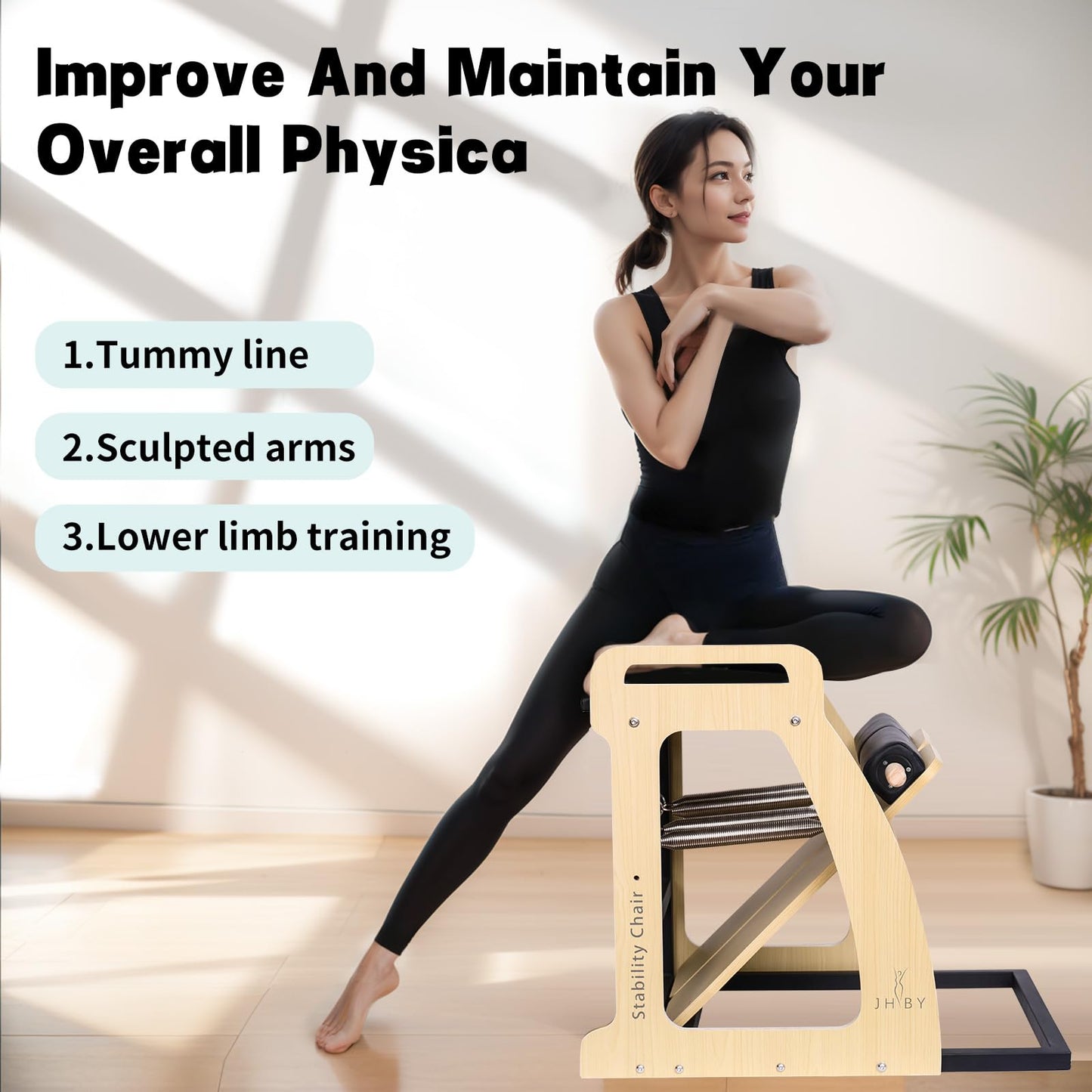 JHBYBMG Pilates Chair - Sturdy Metal Frame, Pilates Chair, Pilates Chair for Home Workouts, Pilates Stability Chair, Yoga Fitness Trainer