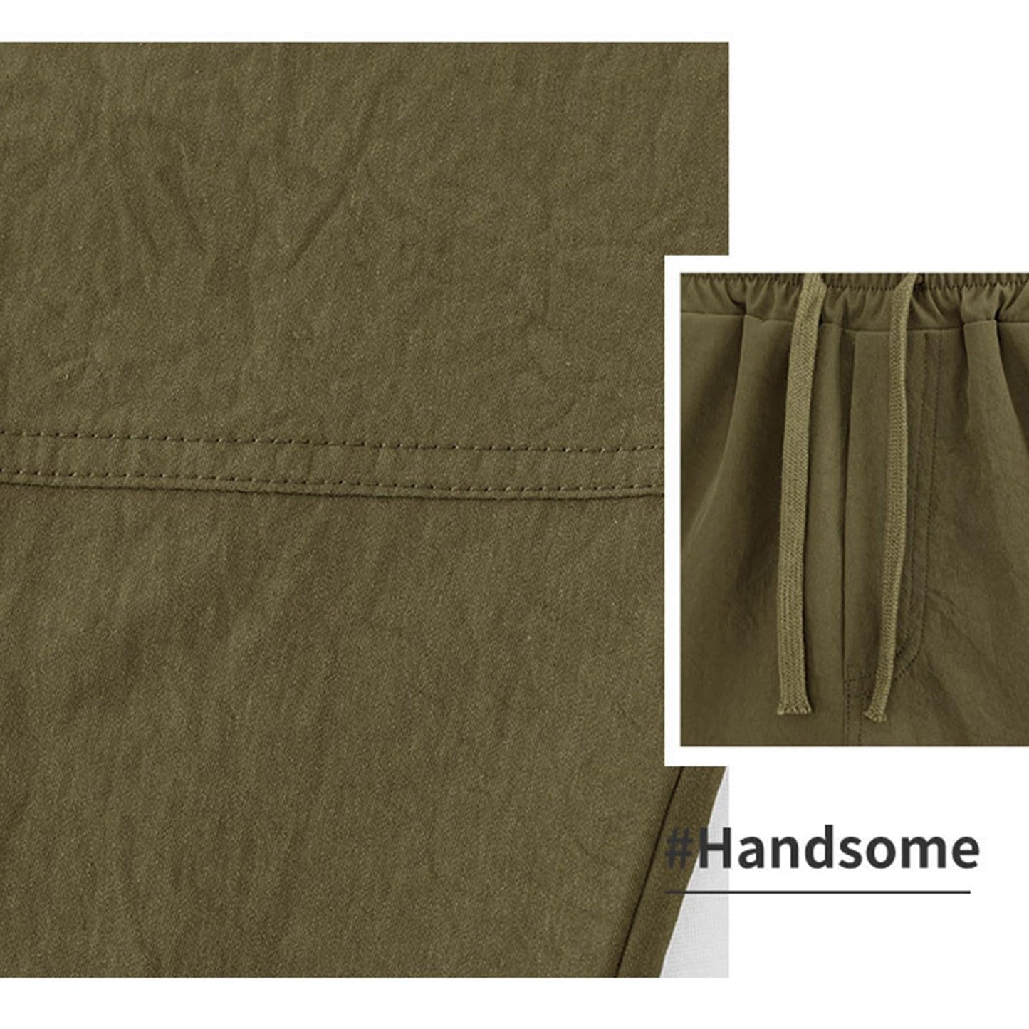 ZOCANIA Cargo Shorts Drawstring Elastic Waist Lightweight Athletic Shorts Quick Drying Casual Short Pants with Pockets Green