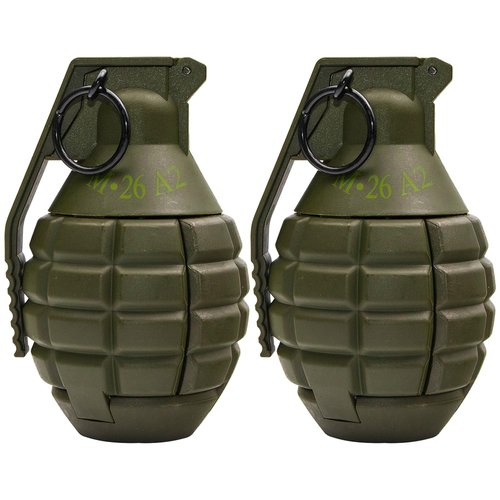 Disratw M26A2 Airsoft Grenade Toys 2pcs Tactical Grenade Plastic CS Battle Game Toy Hand Grenades Pull Ring Toys Role Play Model Prop for Age 14+ (Green)