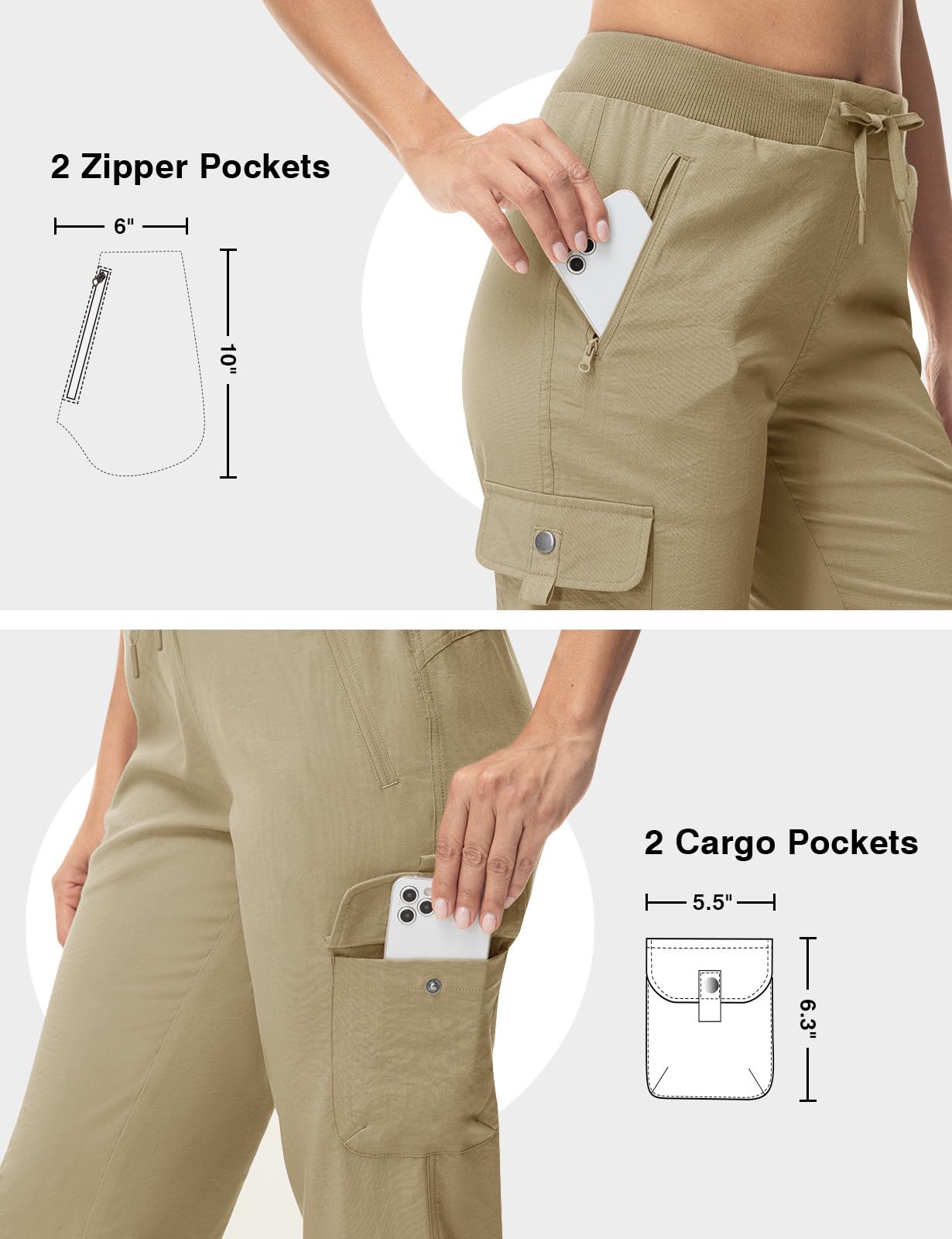 TBMPOY Women's Capri Pants Lightweight Quick Dry Hiking Cargo Pockets Casual Water Resistant Travel Cropped Cotton Light Khaki S