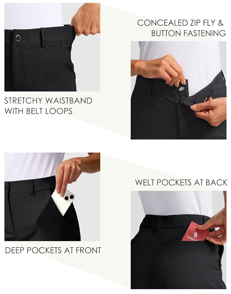SANTINY Women's 5" Quick Dry Golf Shorts with Pockets - Black, Medium