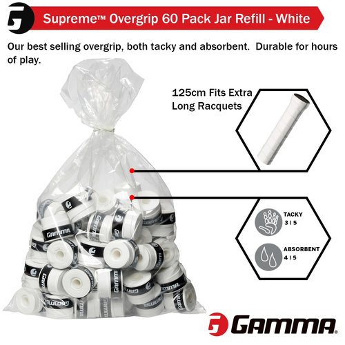 GAMMA AGSO10 Supreme Overgrip White, 3 pack