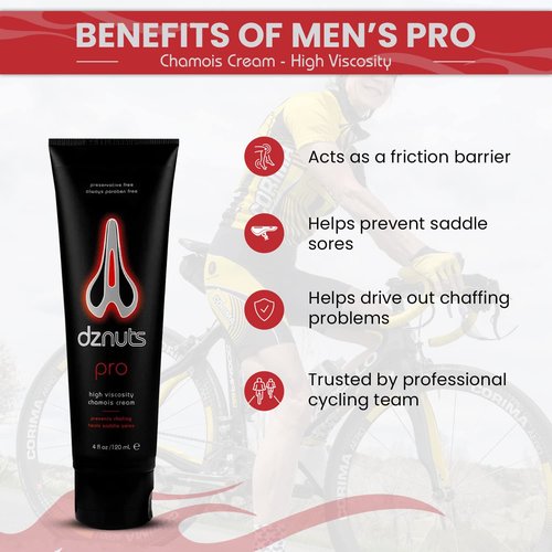 dznuts - Men's Pro Chamois Cream with Microfiber Towel, Anti-Chafing for Saddle Sores, Thigh Friction, Cyclists, Runners - 2 Pack (4 oz Each)