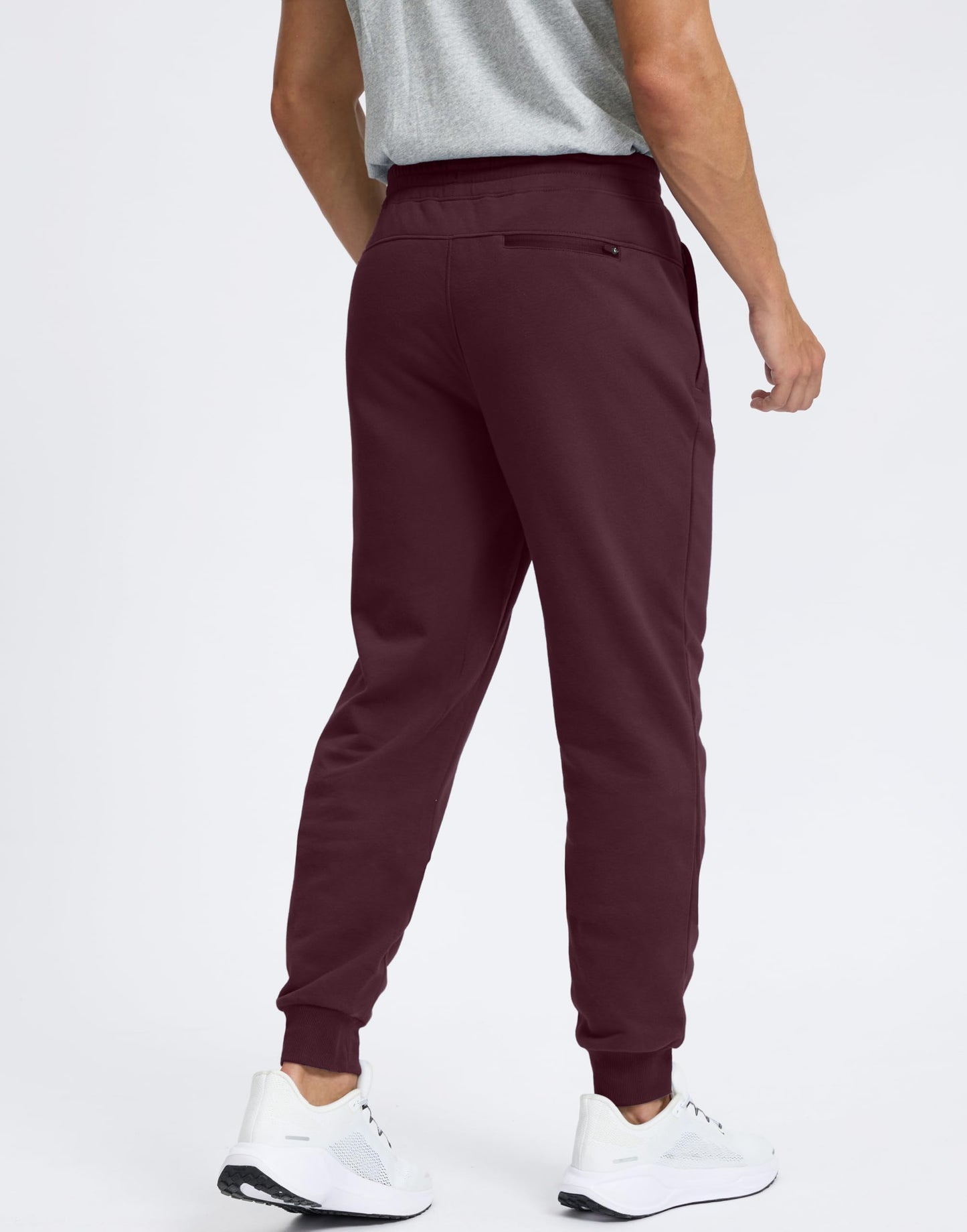 G Gradual Men's Cotton Fleece Lined Joggers with Zipper Pockets Athletic Running Workout Gym Sweatpants Winter Warm Pants Wine