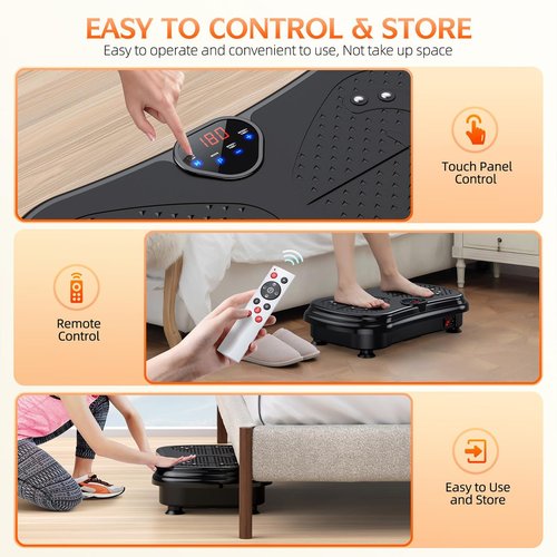 PUREROYI Vibration Plate Exercise Machine Weight Loss, Full Body Vibration Plate for Lymphatic Drainage, 180 Adjustable Speeds Vibrating Plate 400 Lbs Capacity Fitness Platform for Women Men