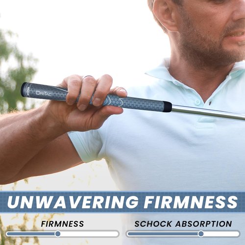 Titanun Winn Oversize Dri-Tac Golf Grip - DarkGrey/SilverGrey, Rubber, Non-Slip, Cushioned, Moisture-Wicking, Shock Absorption, AVS Technology, 1/8" Oversize, 12" x 1" - Golf Club Grips