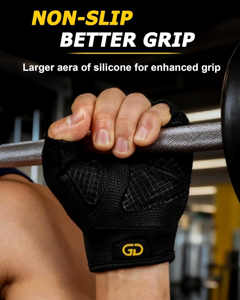 Weight Lifting Gloves for Men & Women, Fingerless Padded Gym Gloves (Small) – Non-Slip Grip, Short Wrist, Training & Cycling