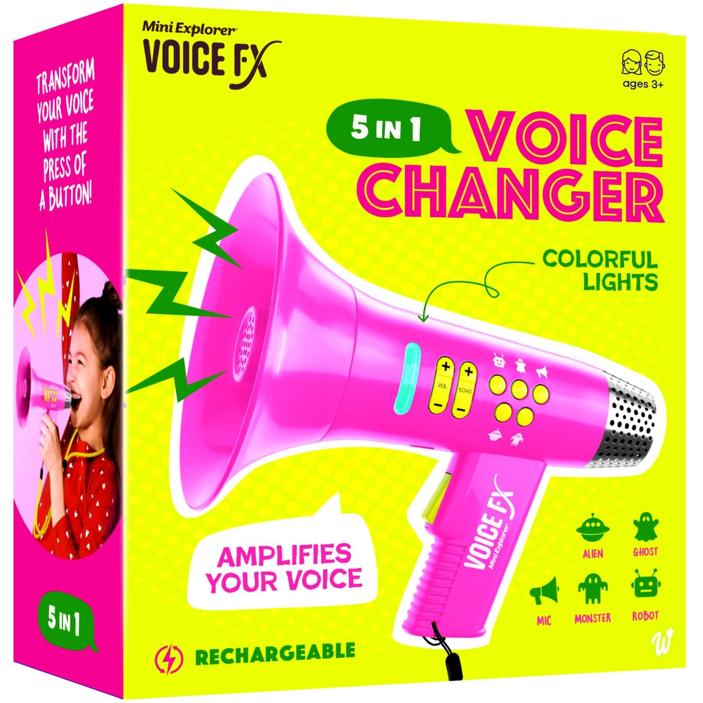 Mini Explorer Voice Changer for Kids for Kids - Voice Changing Device for Boys & Girls Ages 3-8+ Olds Birthday Gifts for 3, 4, 5, 7, 8 Year Old Boy - Toys Gift Ideas for Kid, Toddler (Pink)