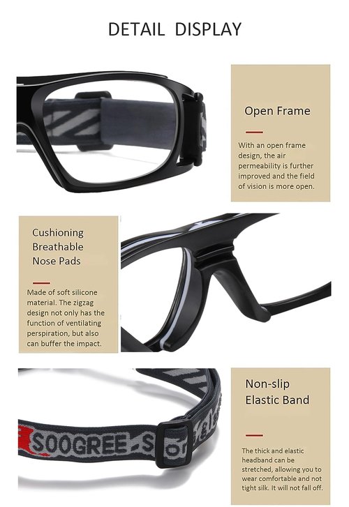 SooGree Sport Glasses for Men Women Basketball Football Sport Goggles Anti Fog Shock Collision Wearable Glasses