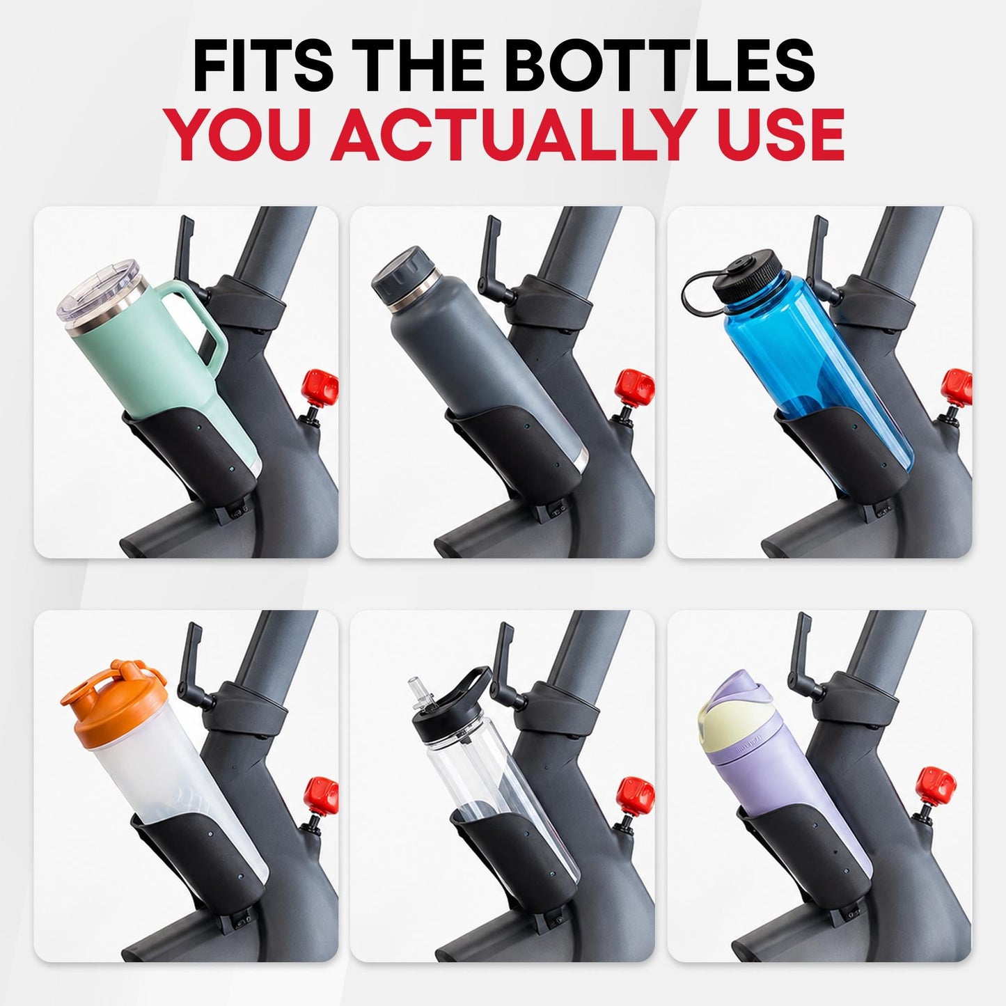 XL Replacement Bottle Holders for Original Peloton Bike and Cross Training Bike with Mounting Bracket, Solid All-Black Metal Design, Direct Replacement Mount - Fits YETI + Nalgene + Hydro Flask