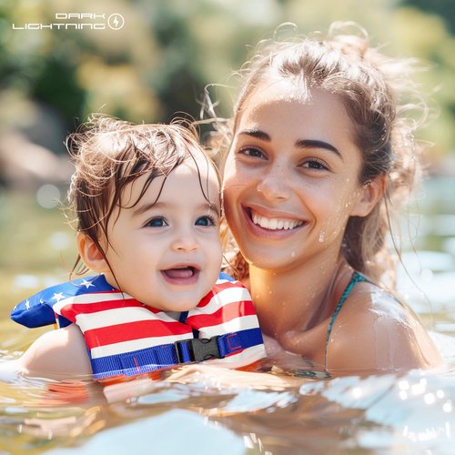 Dark Lightning Coast Guard Approved Toddler Life Jacket 0-30 lbs, Swimming Pool Floaties for Toddlers 1-3, Baby/Infant Swim Vest 20-30 Pounds (US - Flag)