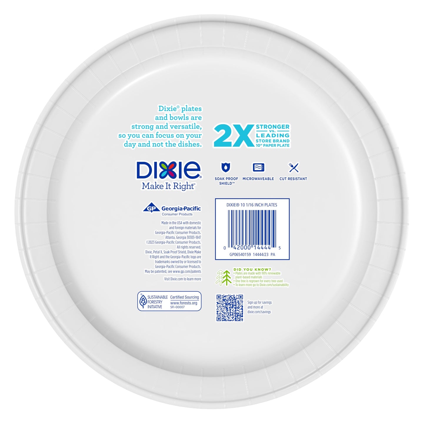 Dixie Large Paper Plates, 10 Inch, 150 Count, 2X Stronger*, Microwave-Safe, Soak-Proof, Cut Resistant, Disposable Plates For Everyday Breakfast, Lunch, & Dinner Meals