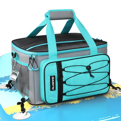 PLUSINNO Paddle Board Cooler, Waterproof SUP Cooler Durable PVC Material, Paddle Board Bag with TPU Zipper, 12-Pocket Fits 42 Cans, Paddle Board Accessories for Beach, Camping, Kayaking