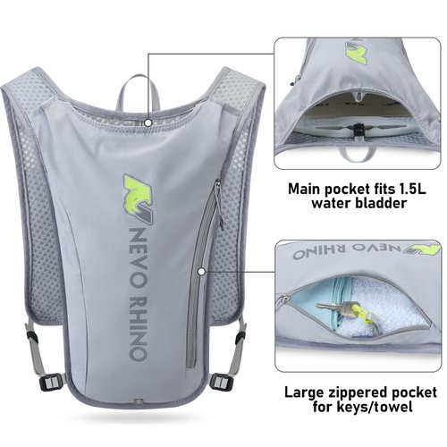 N NEVO RHINO Running Vest,Hydration Vest 5L with 1.5L Water Bladder,Lightweight Hydration Pack Water Backpack for Hiking Race