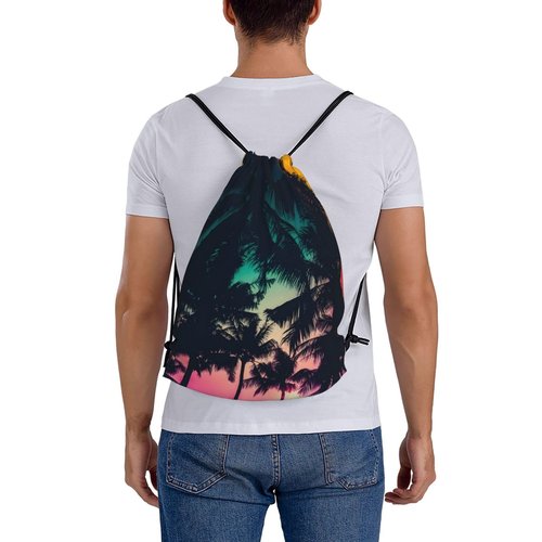 HEILIVIO Drawstring Bags Palm Tree Sky Travel Beach Sport Gym Sack String Yoga Bag