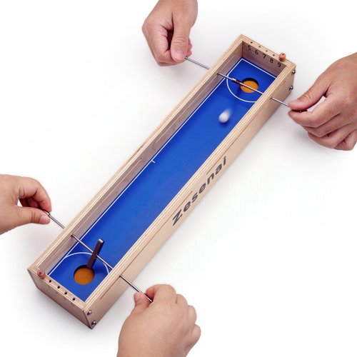 Zesenai Fast-Paced Tabletop Skill Game – Air Hockey & Foosball 2-Player Wooden Action for Kids and Adults | Family Nights & Parties