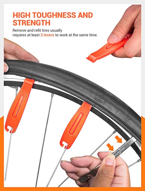 SARDVISA Bike Tire Levers| 3-Pcs Ultra Strong Tire Levers & 2-Pcs Stainless Steel Tire Spoons, Bike Tire Removal Tool for Road or Mountain Bike Tires, Must Have Bike Tire Tool in Bike Tire Repair Kit