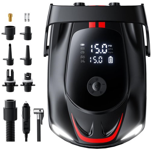 CAZITE 50PSI Paddle Board Pump Electric Portable, SUP Air Pump for Paddleboard with Auto-Off, Deflate Function, and 12V DC Car Connector for Stand Up Paddle Boards, Boats, Tents, Mattresses