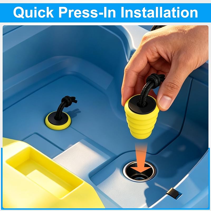Kayak Scupper Plugs Kit - Universal Drain Plugs, 6 Pack, Yellow