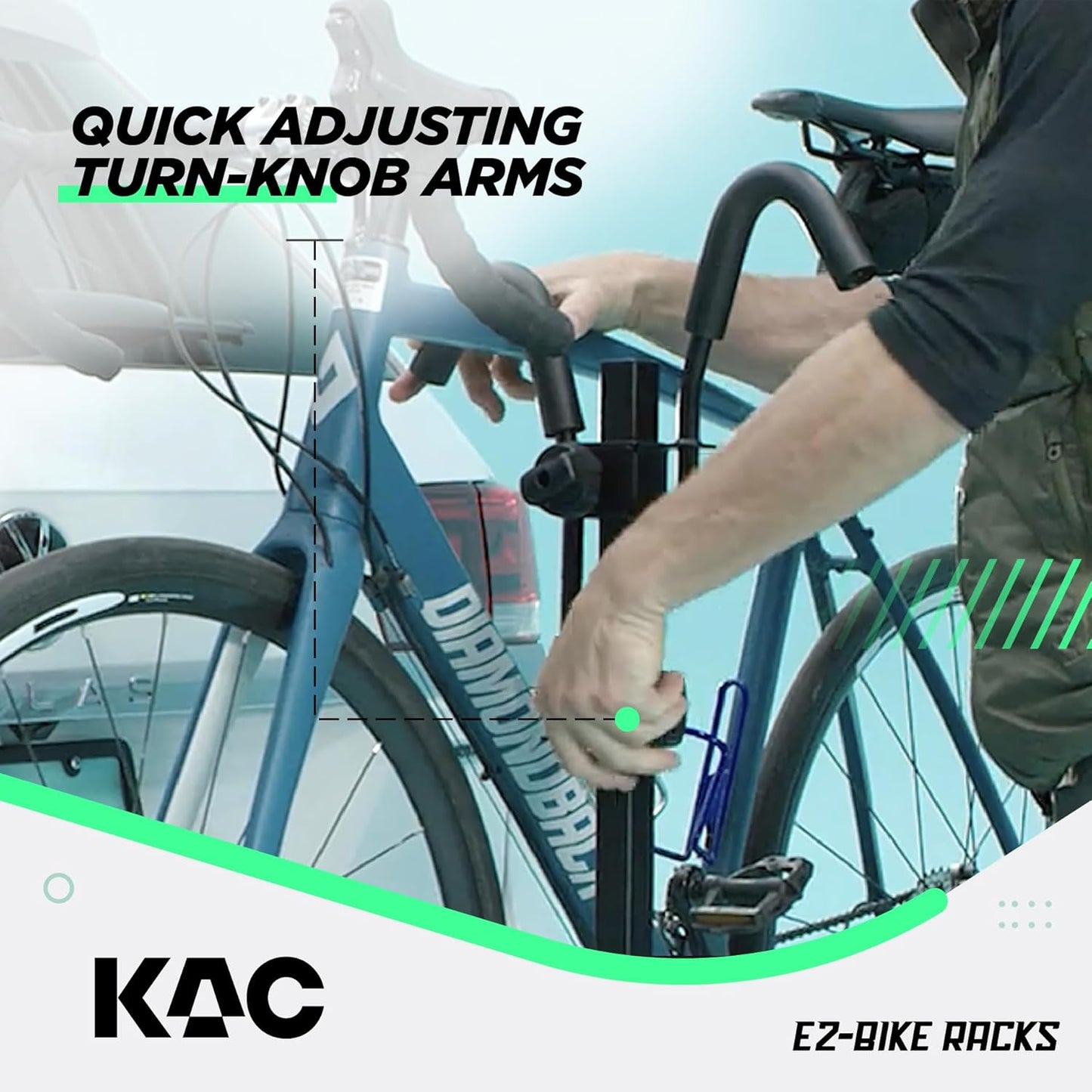 KAC E2 1.25" & 2" Hitch Mounted Rack 2-Bike Platform Style Carrier for Standard and Fat Tire Bicycles - 2 Bikes X 30 lbs (60 lbs Total) Heavy Weight Capacity - Hitch Adapter Included