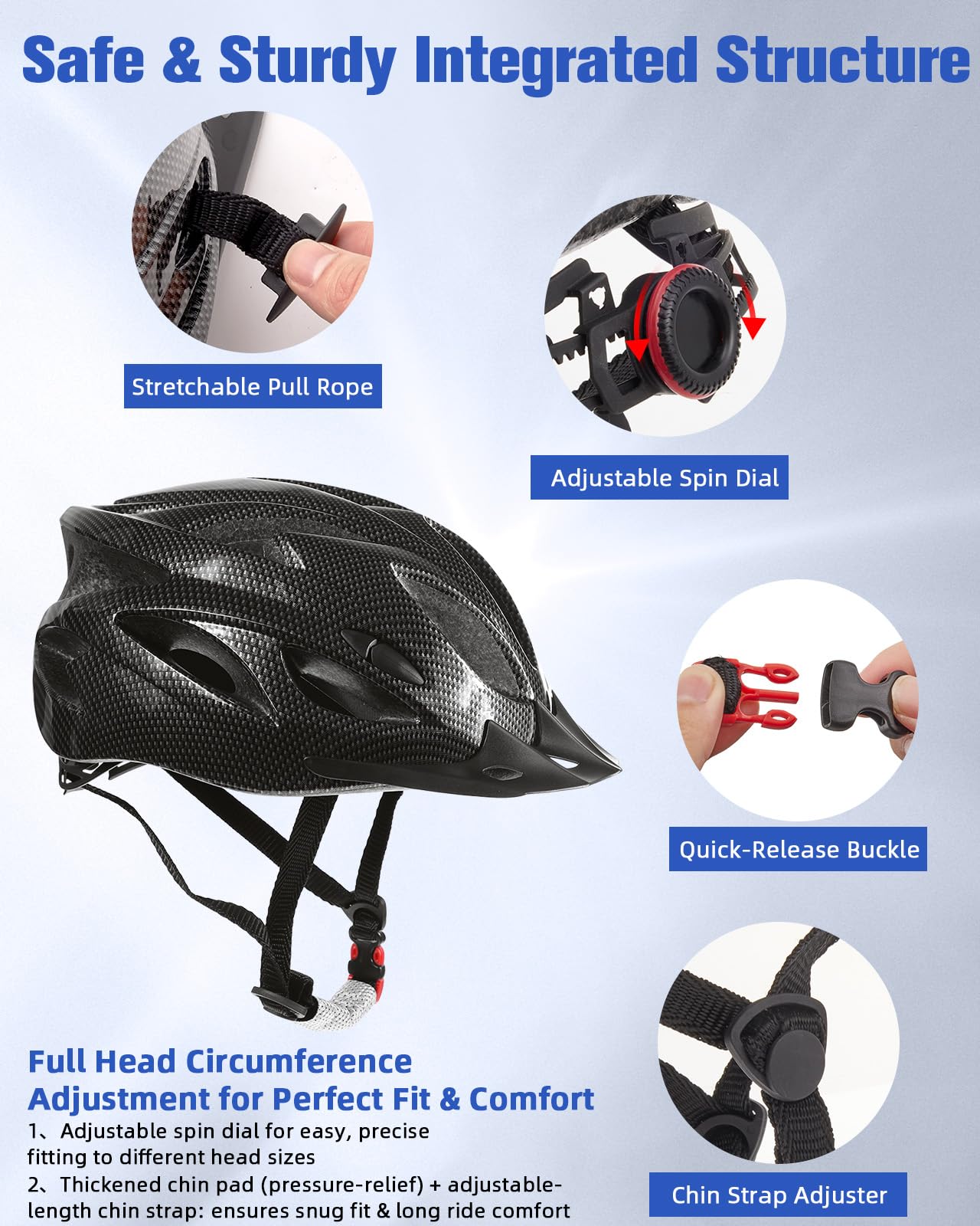 Zacro Adult Bike Helmet, Lightweight Bicycle Helmet with Removable Pads and Visor, CPSC Certified Safety Helmet for Men Women, Mountain Road Cycling Helmet for Adult, Black