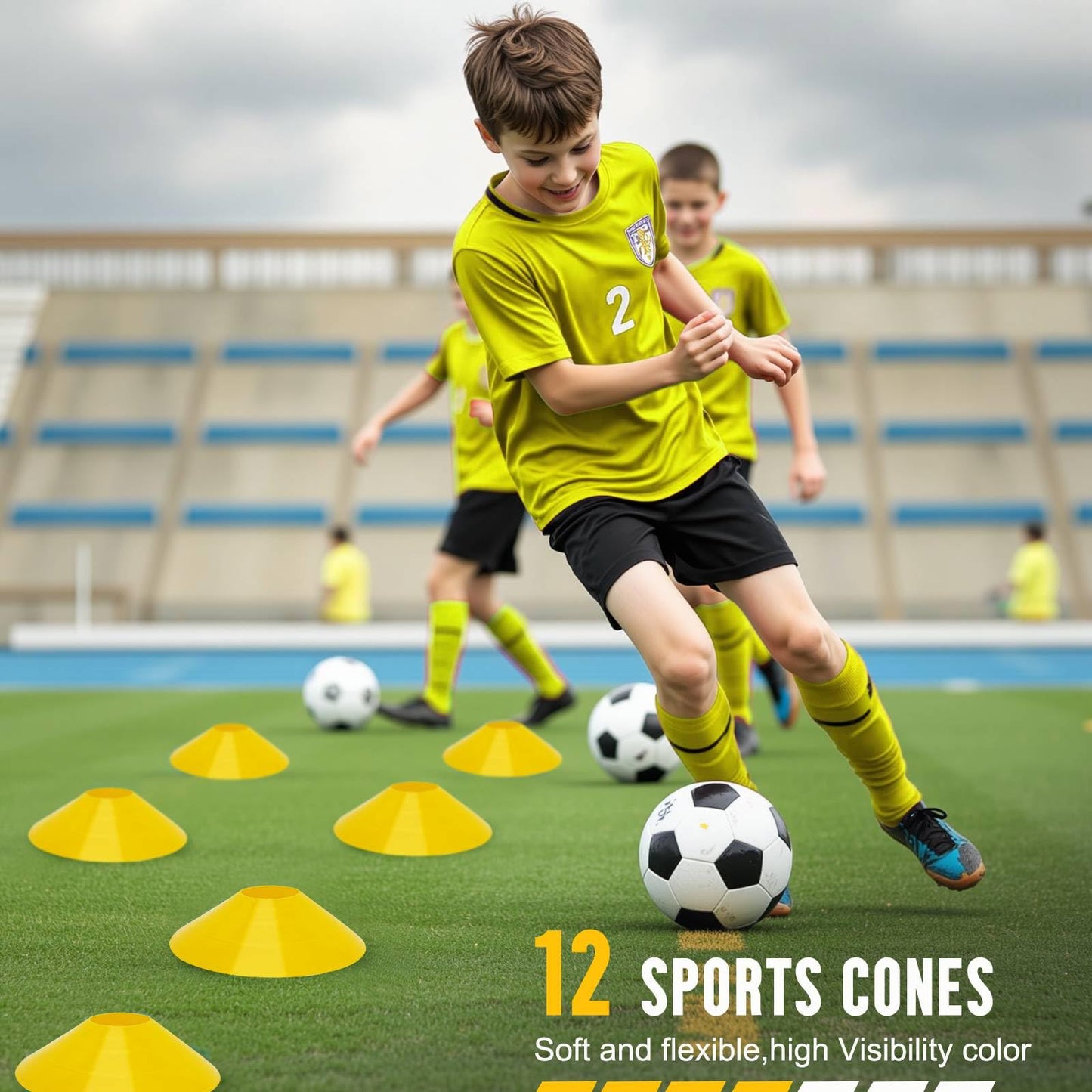YGORTECH Agility Ladder, Soccer Training Equipment Set, 4 Agility Hurdles, 20ft Speed Ladder, Running Parachute, 12 Football Cones, Jump Rope | Soccer Basketball Athletes Speed Training Yellow