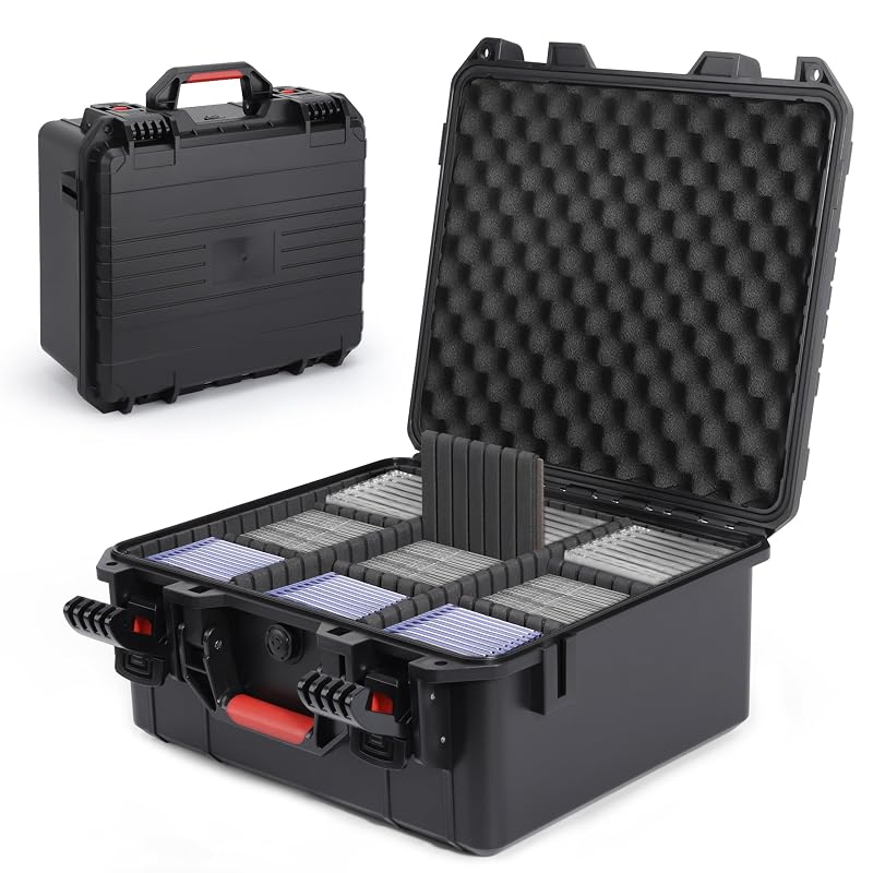 Heavy-Duty Trading Card Storage Box with 6 Adjustable Dividers, Waterproof IP67 Case Holds 600+ Cards