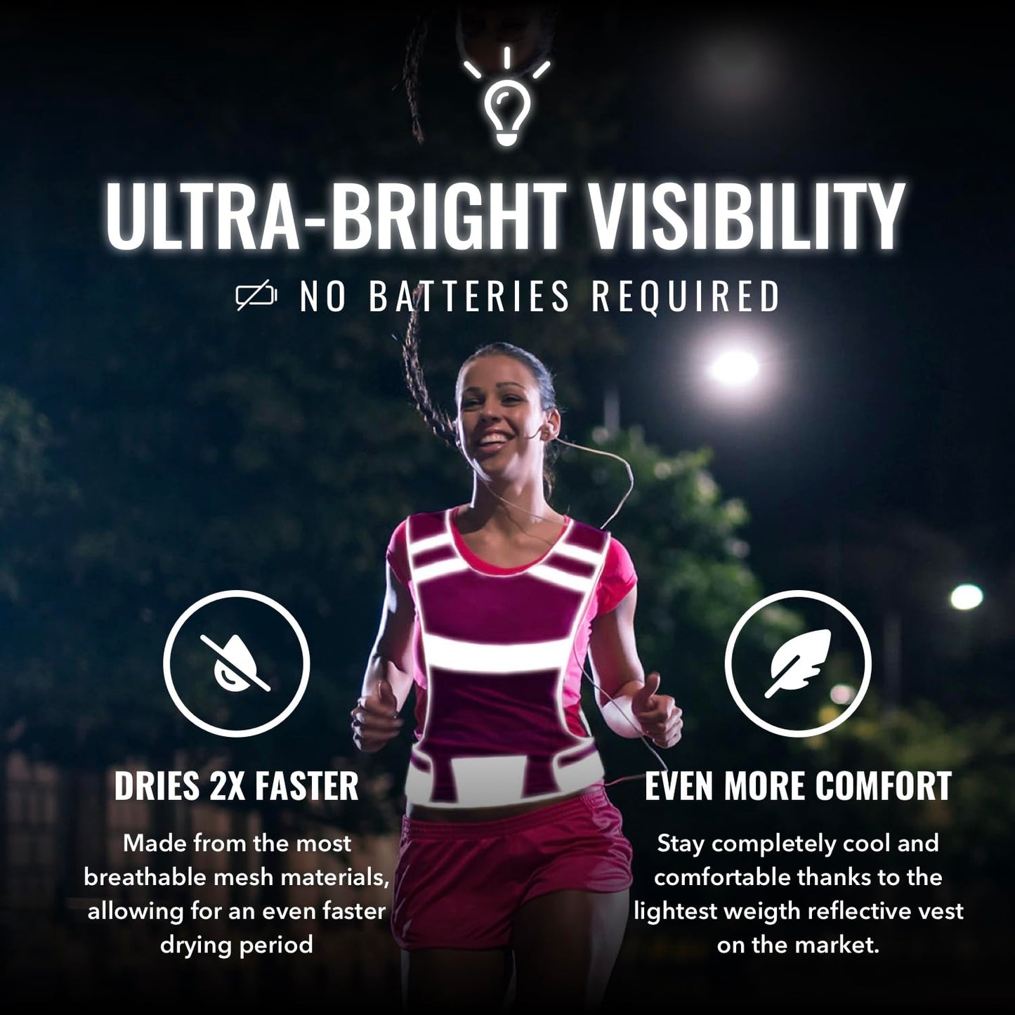 Mesh Reflective Running Vest with Inside Pocket & 2 Bands, Pink Small