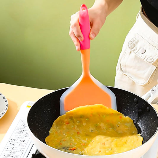 10inch Of Silicone Spatula, For Nonstick Cookware Flat Wide Pancake Multifunction Spatula Food Turner Heat Resistant Kitchen Omlet Flipper For Egg Tamales Pizza (Orange)