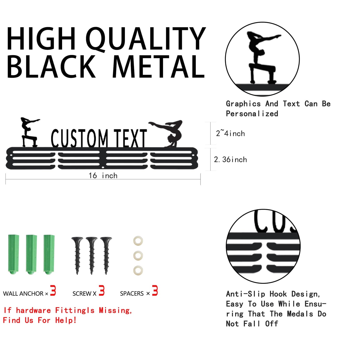 Custom Medal Hanger Display Rack - Personalized Metal Sports Awards Organizer with Name for Wall 60+ Race Plaques Display for Athlete Kids Gymnastic,Run,Soccer,Baseball,Football,Hockey,Basketball