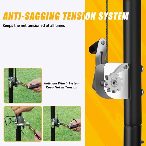 Professional Badminton Set - Includes 4 Rackets, 4 Shuttlecocks & Standard Court Boundary,Portable Outdoor Badminton Net with Winch System and Adjustable Width,Perfect for Backyards, Beach