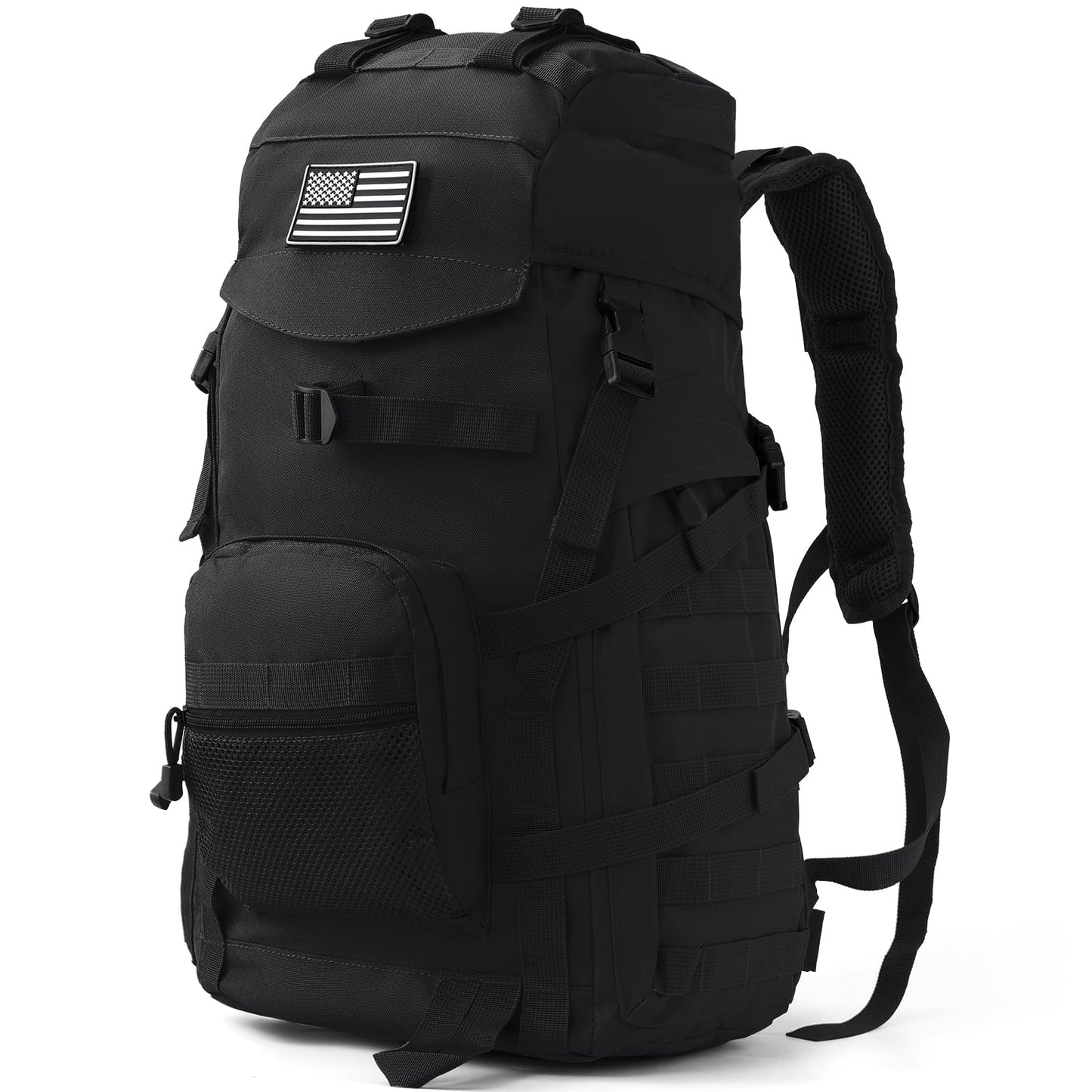 AUMENTAR 50L Tactical Backpack for Men and Women, Water-Resistant Molle Rucksack, Large Military Assault Pack for Hiking, Hunting, Camping, Gym & Outdoor Survival Black