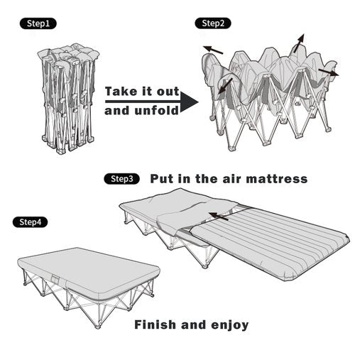 Naturehike CosyWild 2 Person Camping Cot Frame Only, Air Mattress Not Included, Folding Full Size Camping Bed Frame with Side Pocket and Carry Bag