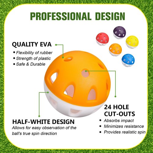 Simgoing 40 Pack Practice Golf Balls Bulk 42mm EVA Limited-Flight Golf Training Ball, High Visibility for Easy Tracking Hollow Airflow Limited Flight Balls for Home Backyard Indoor or Outdoor Unisex