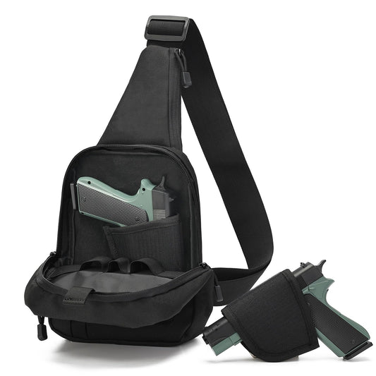 GAZJYUSP Small tactical concealed carry shoulder sling bag for men women Concealed carry crossbody bag with holster Personal pocket(Black)