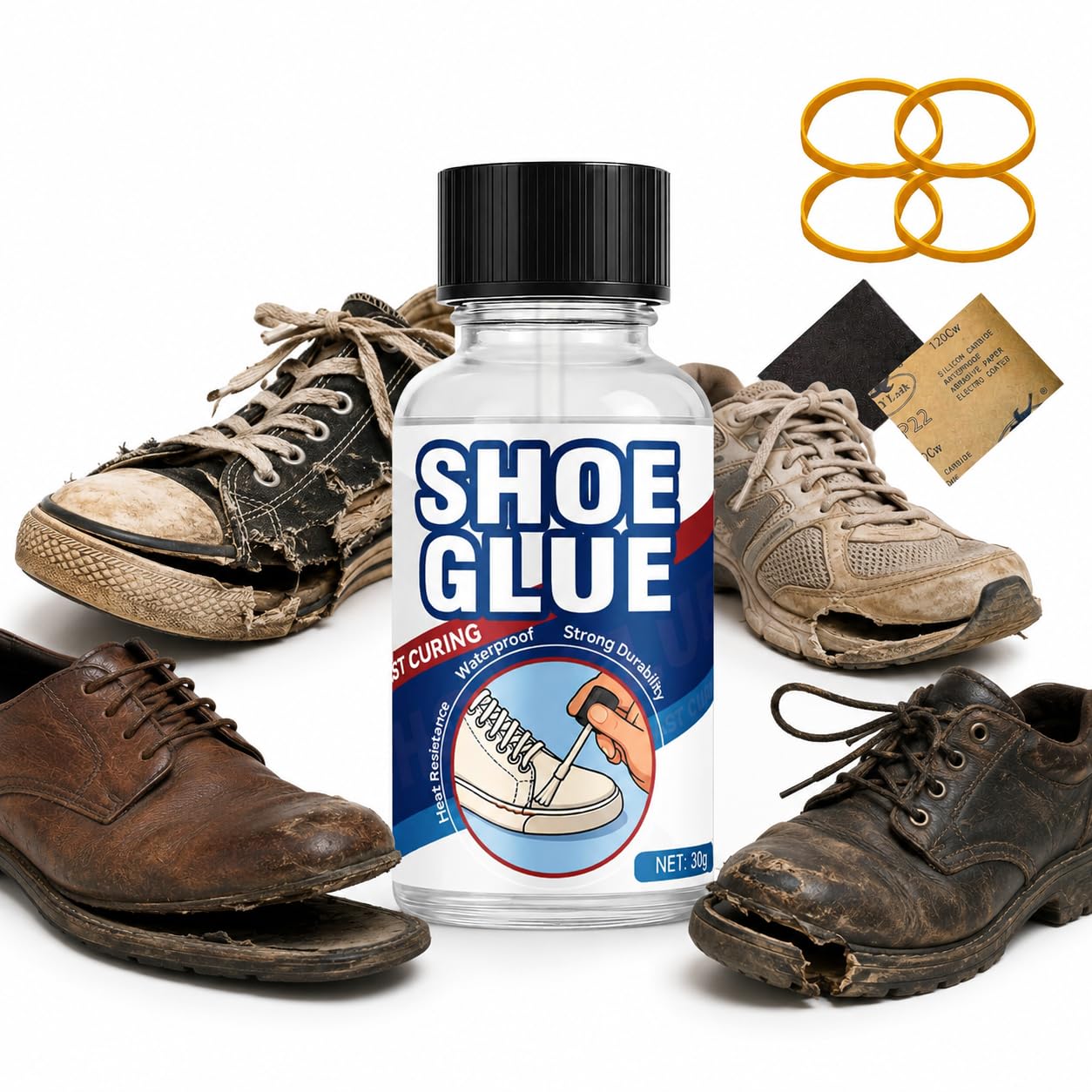 Shoe Glue, Waterproof Shoe Sole Glue Repair, Professional Shoe Gule Fixes Cracks and Debond, Clear-Drying Leather Repair Glue Kit for Shoe Sole, Boots, Leather, Sneakers, Rubber, Canvas