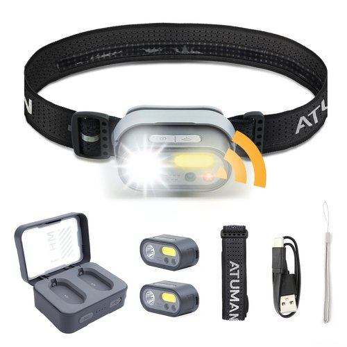 JUFUD2Y Rechargeable LED Headlight,2 Pack Headlamp with Motion Sensor, 8 Light Modes,1200 Lumens Dual Beam,Head Lamp 39H Long Battery Life,Camping Light with Charging Case for Hiking,Outdoor,Fishing