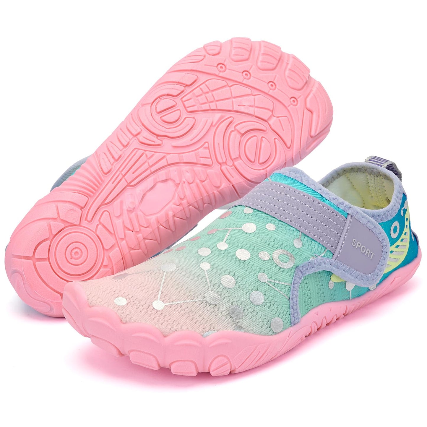 SUITSER Water Shoes Boys Kids Girls Beach Pool Barefoot Sand Watershoes Swim Wide Toe Box Aqua Socks Size 2 Purple (Little/Big Kid)