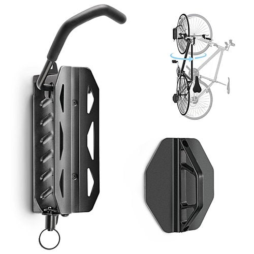 QAQ Swivel Bike Wall Mount, Vertical Bike Rack Garage Holds Up To 66lbs, Bike Hooks For Garage Space-Saving, Easy To Install -1 PACK